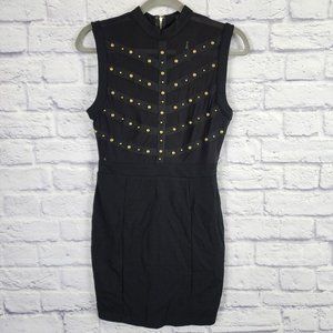 PRIVY Privately Privileged Women Medium Gold Studded Black Sleeveless Mini Dress